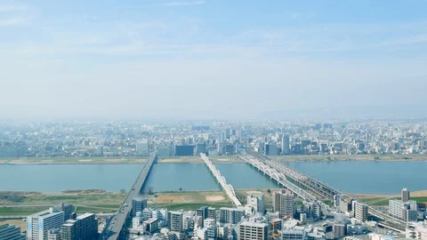 Landscape of Osaka city Stockbeeldmateriaal 93569830