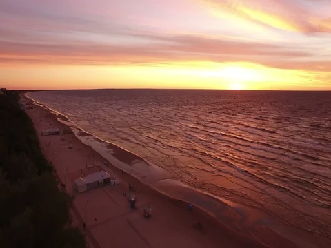 Landscape over the coast. Red sunset. Stock Footage 71363367