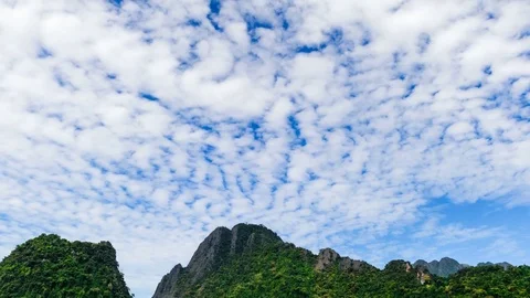 Landscape over the mountain with moving clouds at day. 4k timelapse Stock Footage 82257012