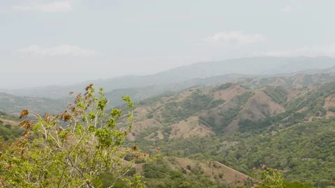 Landscape overview of horizon of mountain lands in distance, Costa Rica Stock Footage 141244553