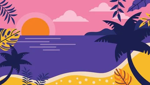 Landscape of palm tree on a beach. Illustrazione stock
