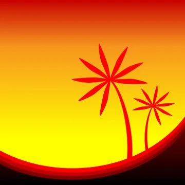 Landscape with palm trees Illustrazione stock
