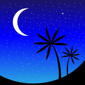 Landscape with palm trees Stock Illustration