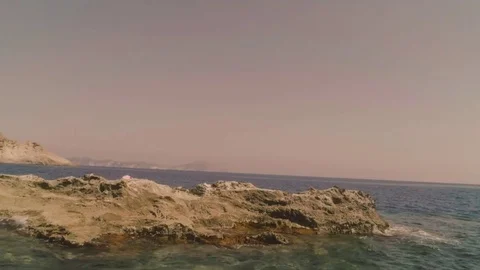 Landscape of Palmarola Island in Italy with cliff and boats Stock Footage