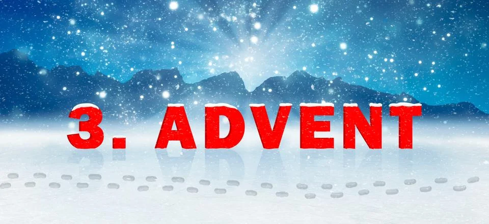 Landscape panorama with the text third advent in deep snow Stock Photos