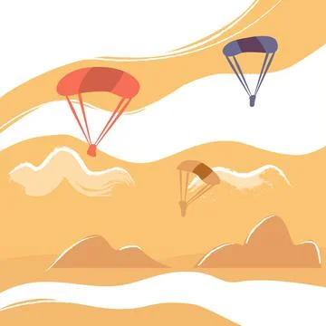 Landscape with Parachutists Stock Illustration
