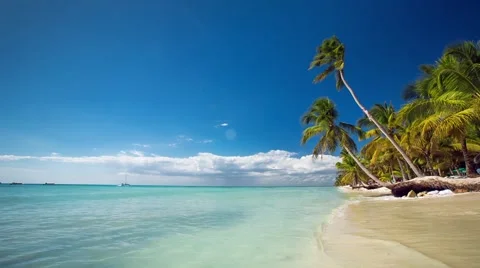Landscape of paradise tropical island beach with perfect sunny sky Stock Footage