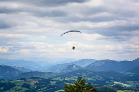 Landscape with a paraplane Stock-Fotos