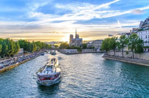 Landscape of paris by the sunset Stock Photos