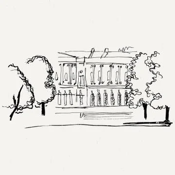 Landscape park with building Ilustración de archivo