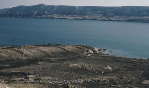 Landscape with a part of Mediterranean Sea seen from Pag Island Foto stock
