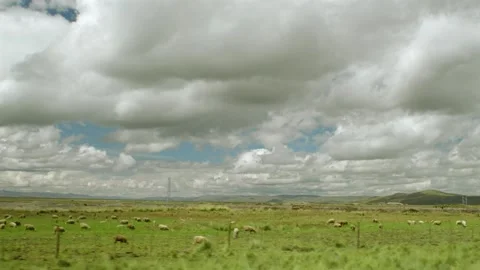 Landscape in the Pasco region, Peru, recorded from a moving vehicle. Vídeo Stock 340763870