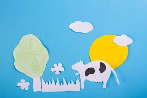 Landscape with Pasturing Cows Stock Photos