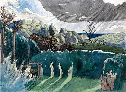Landscape by Paul Nash. Stock Illustration