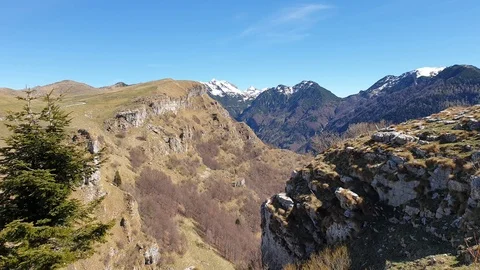 Landscape of the peaks of the Veronese mountain Stock Footage