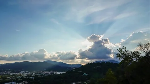 Landscape of Phuket Town view from Rang Hill with moving cloud. 4K Resolution Stock Footage 76237040
