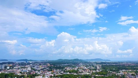 Landscape of Phuket Town view from Rang Hill with moving cloud. 4K Resolution Stock Footage 76237444