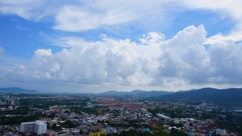 Landscape of Phuket Town view from Rang Hill with moving cloud Stock Footage 87027942