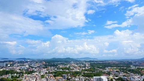 Landscape of Phuket Town view from Rang Hill with moving cloud Stock Footage 87027974