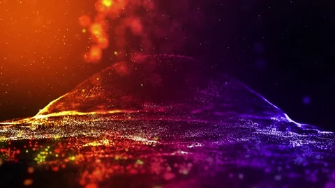 Landscape of the planet from deep space. Made from magical  glowing particles. Stock Footage 276506029