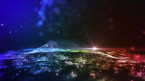 Landscape of the planet from deep space. Made from magical  glowing particles. Stock Footage 276601075