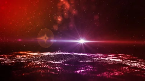 Landscape of the planet from deep space. Made from magical  glowing particles. Stock Footage 276601574