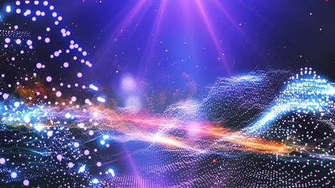 Landscape of the planet from deep space. Made from magical  glowing particles. Stock Footage 276602056