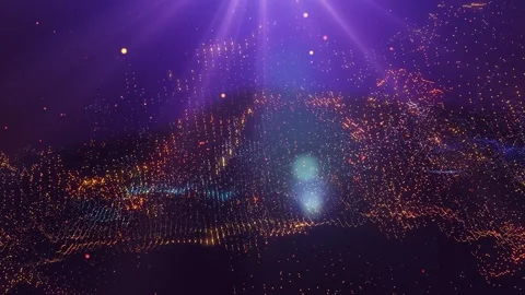 Landscape of the planet from deep space. Made from magical  glowing particles. Видео 276602608