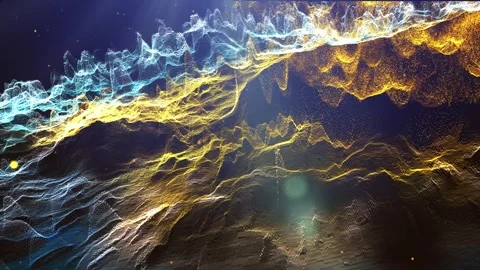 Landscape of the planet from deep space. Made from magical  glowing particles. Видео 276602791