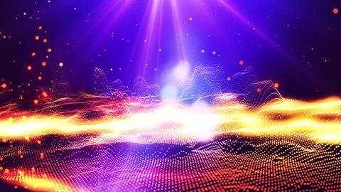 Landscape of the planet from deep space. Made from magical  glowing particles. Stock Footage 276602916