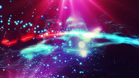 Landscape of the planet from deep space. Made from magical  glowing particles. Stock Footage 276603325