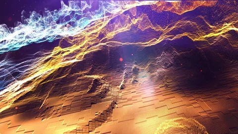 Landscape of the planet from deep space. Made from magical  glowing particles. Stock Footage 276603841