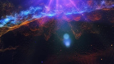 Landscape of the planet from deep space. Made from magical  glowing particles. Stock Footage 276605950