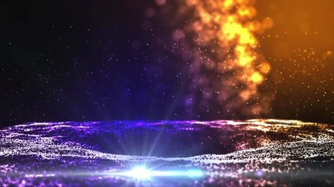 Landscape of the planet from deep space. Made from magical  glowing particles. Stock Footage 276610357