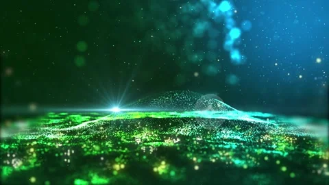 Landscape of the planet from deep space. Made from magical  glowing particles. Stock Footage 276610472