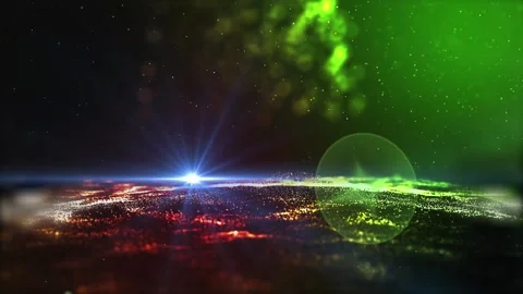 Landscape of the planet from deep space. Made from magical  glowing particles. Stock Footage 276610872
