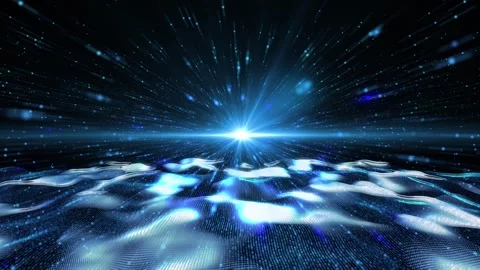 Landscape of the planet from deep space. Made from magical  glowing particles. Stock Footage 276657636