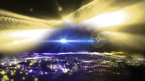 Landscape of the planet from deep space. Made from magical  glowing particles. Stockbeeldmateriaal 277958005