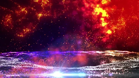 Landscape of the planet from deep space. Made from magical  glowing particles. Stock Footage 277958006