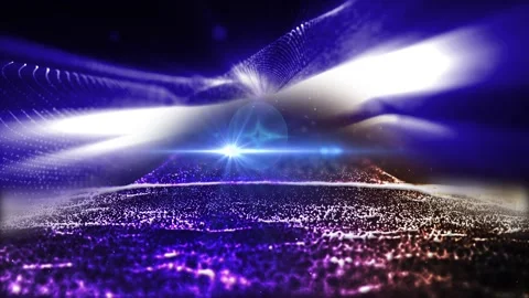 Landscape of the planet from deep space. Made from magical  glowing particles. Stock Footage 277958056