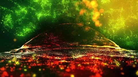 Landscape of the planet from deep space. Made from magical  glowing particles. Stock Footage 277958332