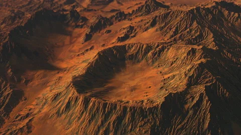 Landscape of the planet Mars. surface with hills and depressions, mountains d Stock Footage 143301224