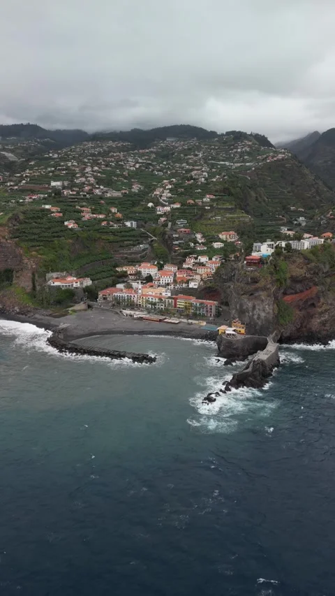 Landscape with Ponta do Sol, little village at Madeira island, Portugal Stock Footage 269907446