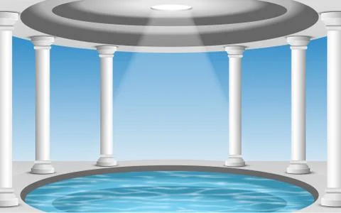 Landscape of pool in the white dome Stock Illustration