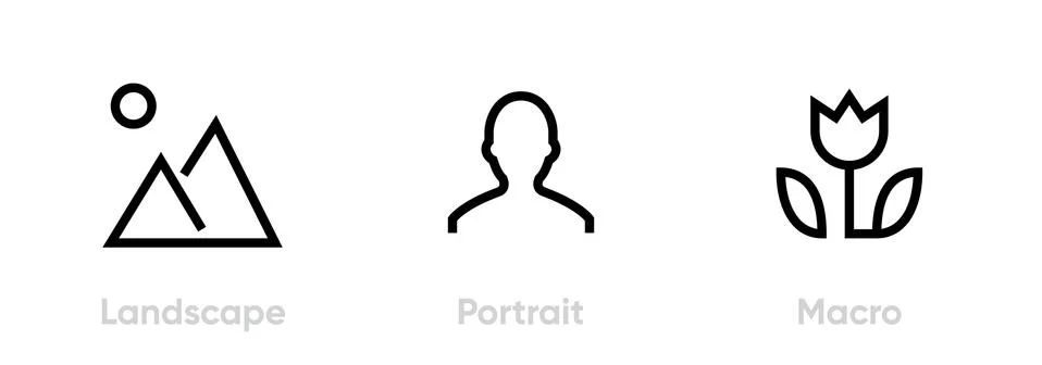 Landscape, Portrait, Macro icon. Editable Line Vector. Stock Illustration