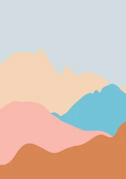 Landscape poster. Minimal background pattern vector. Abstract Mountain blue and Stock Illustration