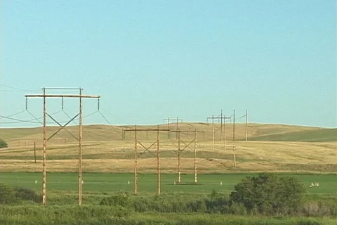 Landscape with Power Lines Stock Footage 98405034