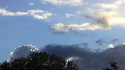 Landscape rain clouds in the blue sky, timelapse Stock Footage 218959469