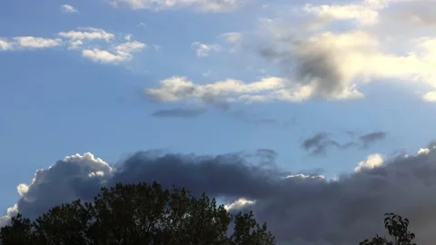Landscape rain clouds in the blue sky, timelapse Stock Footage 218972993