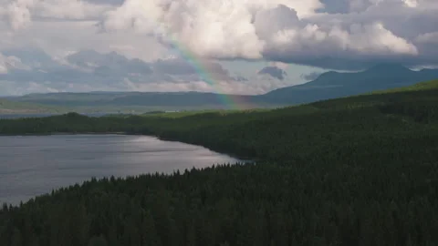 Landscape with a rainbow in the background Stock Footage 255289502